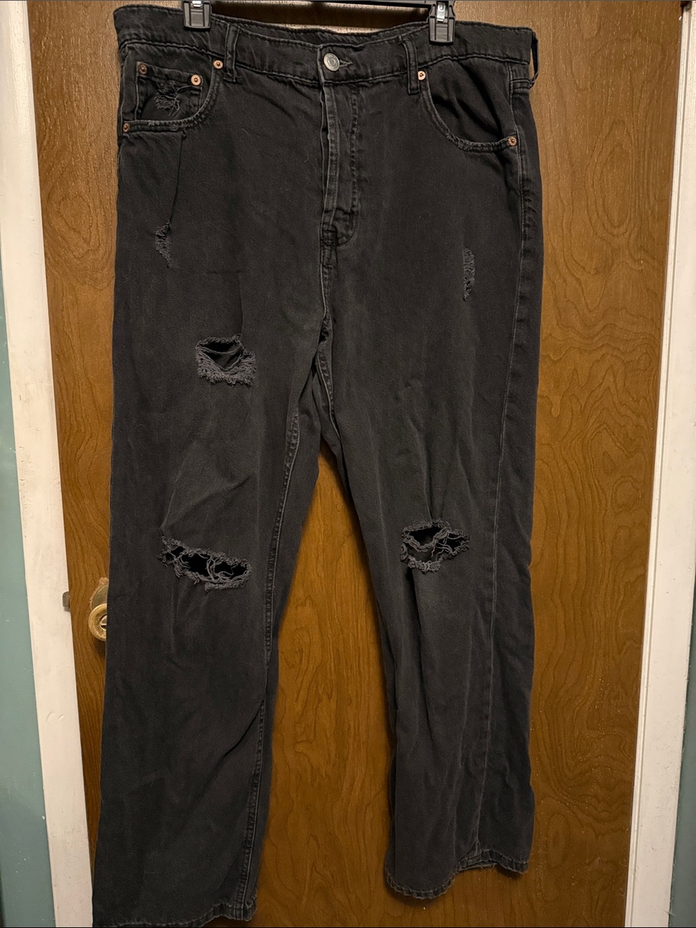 Aeropostale Black 90s Baggy Distressed Jeans 16 Reg